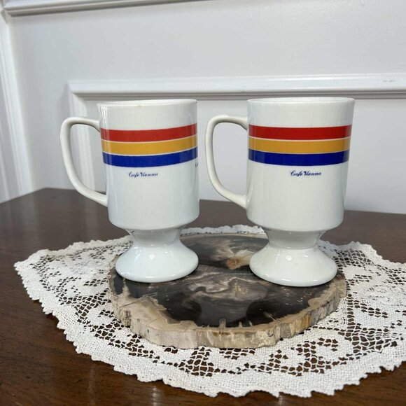 Vintage General Foods International Coffees Pedestal Mugs - Picture 1 of 10
